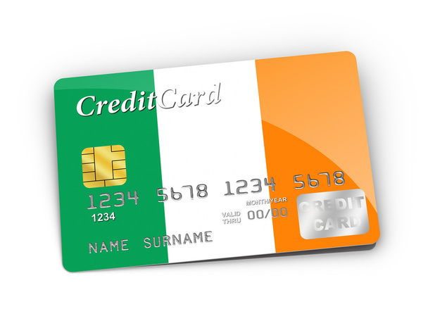 Cartão de crédito coberto com bandeira irlandesa
. - Foto, Imagem