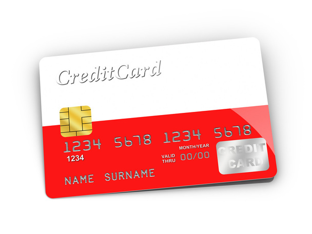 πιστωτικής κάρτας, καλύπτονται με την πολωνική σημαία. - Φωτογραφία, εικόνα