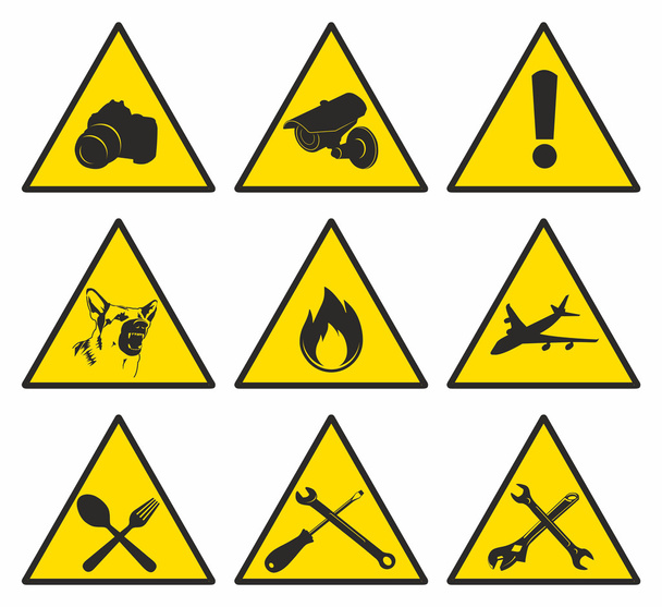 yellow triangular signs - Vector, Image