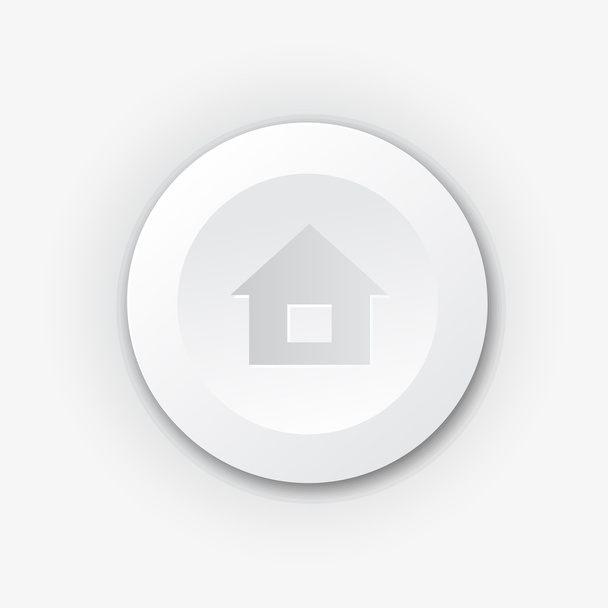 Белая пластиковая кнопка с домом
 - Вектор,изображение