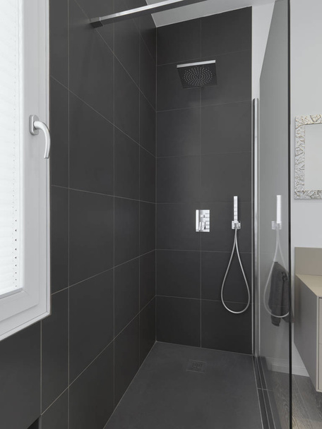 interiors shots a modern shower masonry cabin  - Zdjęcie, obraz
