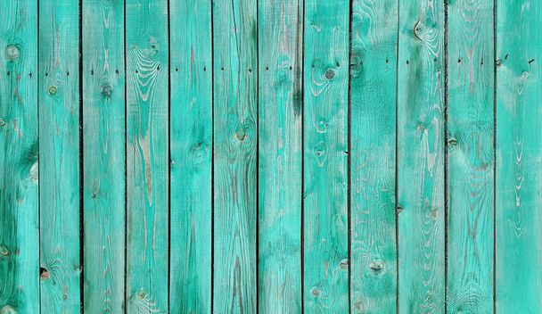 Textuur van verweerde houten groen geschilderde hek - Foto, afbeelding