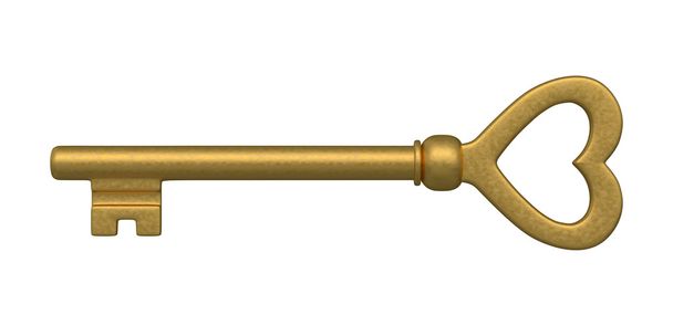 hartvormige gouden skelet sleutel - Foto, afbeelding