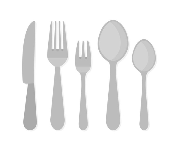 Vector cutlery set. Fork, knife. Flat style. - Vector, Image