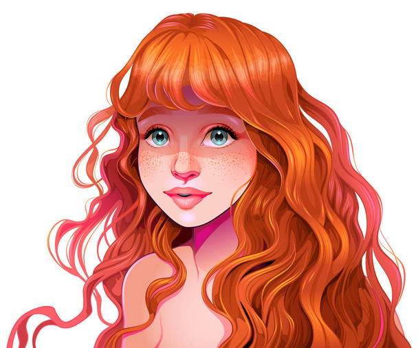 dziewczyna z rudymi włosami - Wektor, obraz
