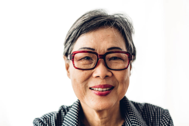 Portrait of happy senior adult elderly asia women smiling and lo - 写真・画像