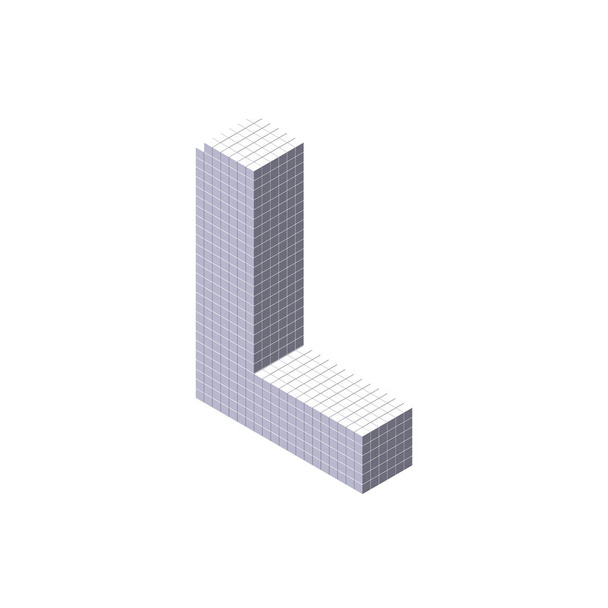 3d pixelated capital letter L. Vector illustration. - Vektor, kép