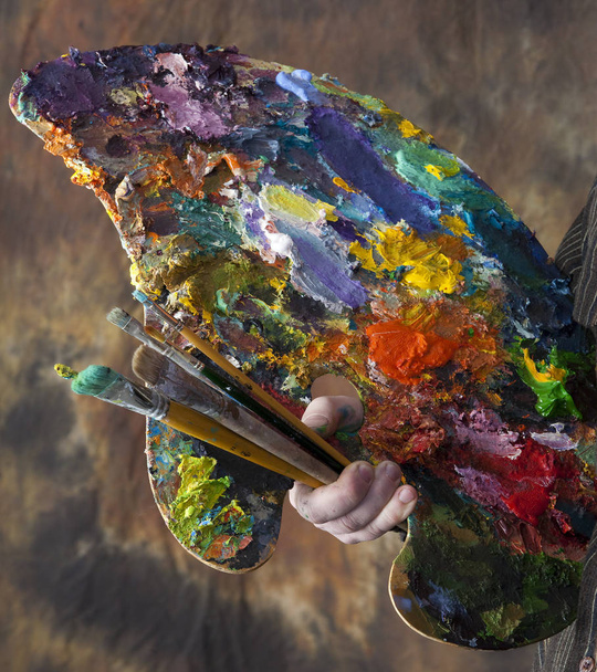 artist palette in hand - Foto, Imagem