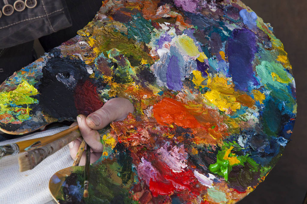 artist palette in hand - Foto, Imagem