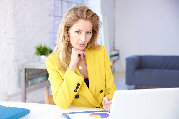 Investment advisor businesswoman working on laptop in the office - Foto, Bild