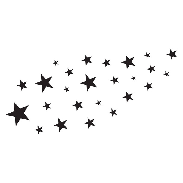 Star Shower vector, black illustration isolated on background. Black star shooting with an elegant star. Meteoroid, comet, asteroid, stars. - Vektör, Görsel