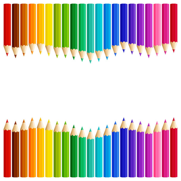 Волна цветных карандашей сверху и снизу
 - Вектор,изображение