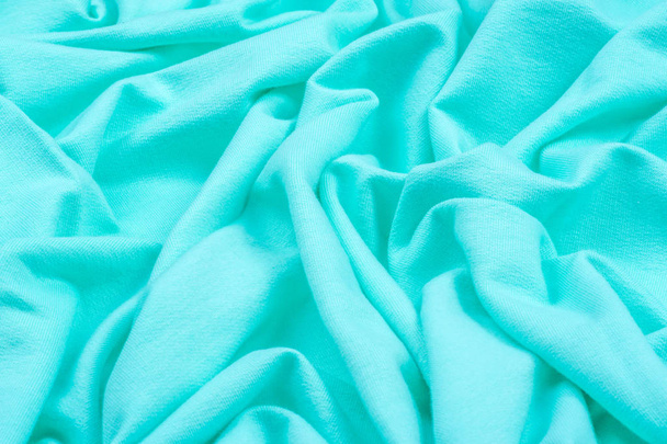  Texture, background, pattern. The fabric is knitted blue, turqu - Photo, Image