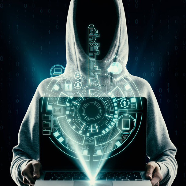Hacker using digital interface  - Foto, Imagem