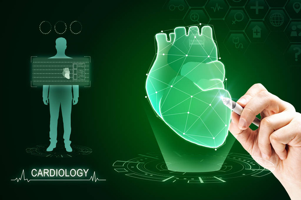 Креативный зеленый фон интерфейса сердца
  - Фото, изображение
