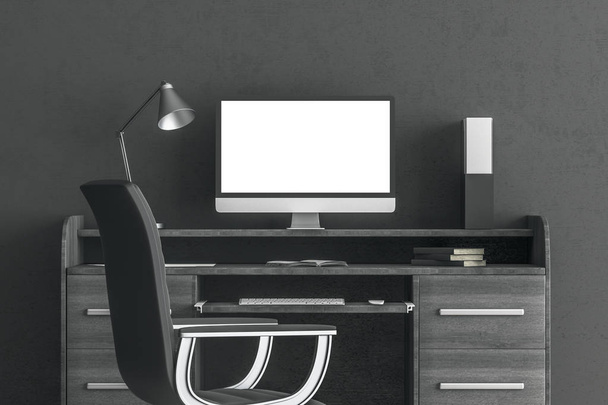 Creative workplace with white laptop - Foto, Imagen