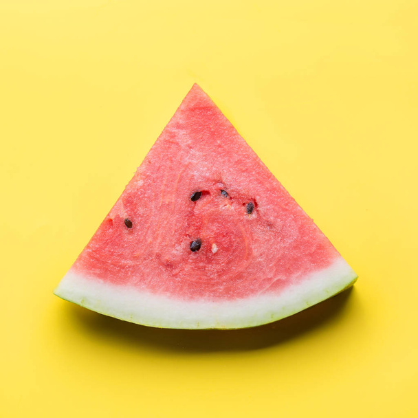 Watermelon sliced on yellow. Flat lay. Food concept. - Фото, зображення