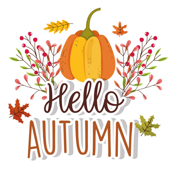 hello autumn season flat design - Διάνυσμα, εικόνα