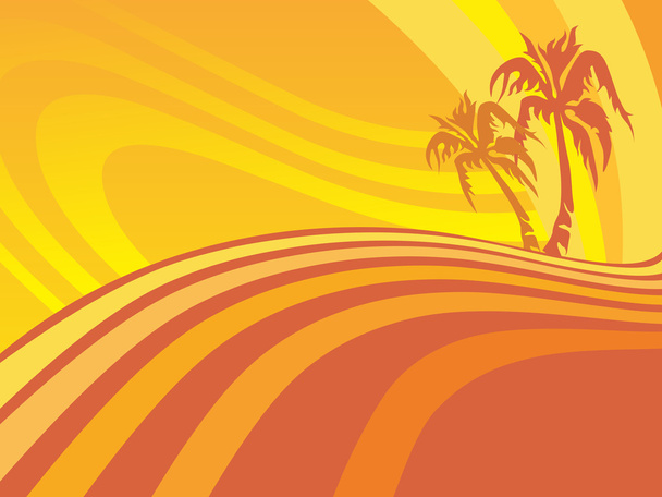 Palm tree isolated on wavy background - Vector, afbeelding