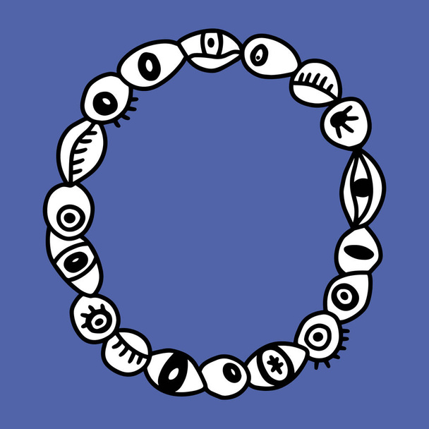 O hand getekende vector letter met oog symbolen in verschillende vormen in cartoon stijl - Vector, afbeelding