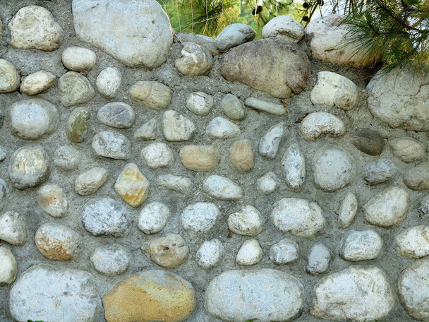 Textura de fundo da antiga parede de pedra cinza redonda
      - Foto, Imagem