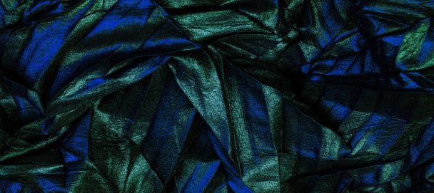 υφή φόντο μοτίβο ταπετσαρία μετάξι ύφασμα μαύρο με μπλε - Φωτογραφία, εικόνα