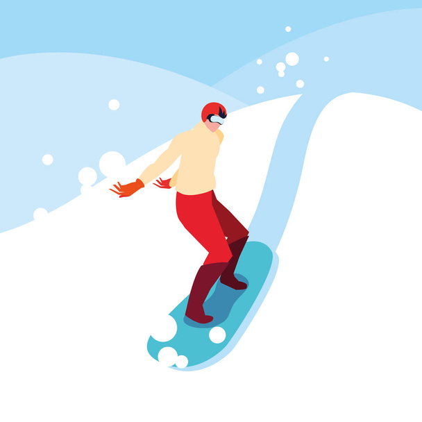 man practicing snowboard sport extreme - Vector, Image