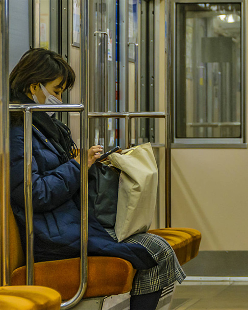 Half Entry Subway Train Interior, Tokyo, Japan - Фото, зображення
