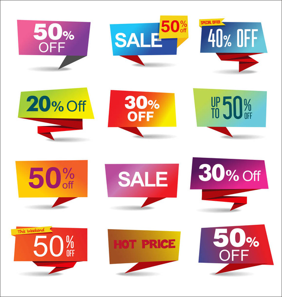 Sale stickers and tags modern rainbow collection - Vektor, Bild