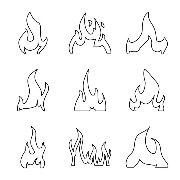 Vektor-Design von Flamme und Lagerfeuersymbol. Brandsatz und Gefahrenaktiensymbol für das Netz. - Vektor, Bild