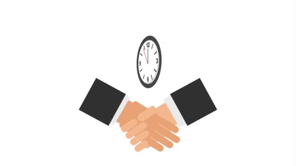 Handshake biznesowy z zegarkiem zegarka - Materiał filmowy, wideo