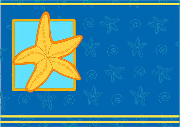 Carte de souhaits étoile de mer jaune sur fond bleu
 - Vecteur, image