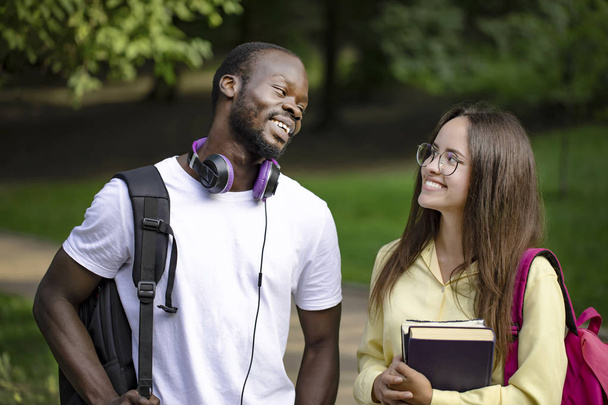 Smiling Multicultural Students Communicate - 写真・画像