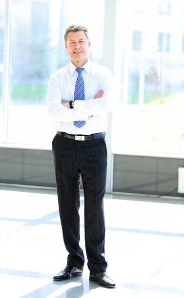Full length portrait of a mature business man with hands folded - Foto, Imagem