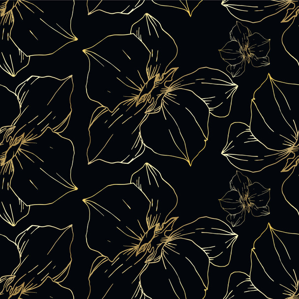 Vector Tropical flowers and leaves isolated. Black and white engraved ink art. Seamless background pattern. - Vector, imagen