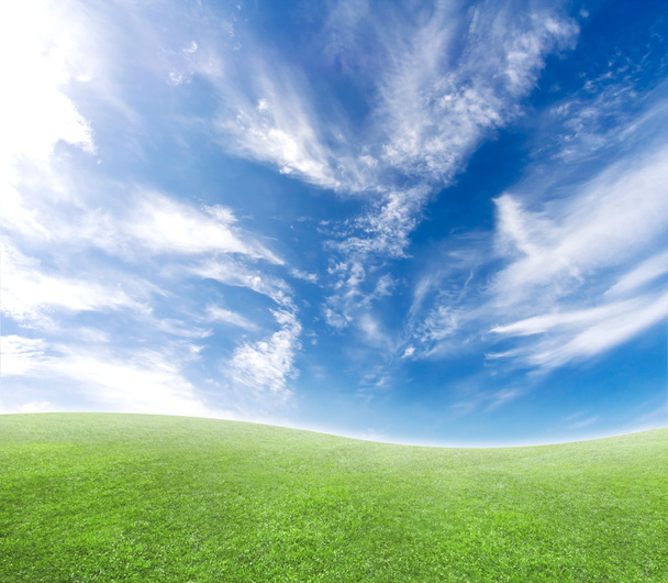 Простой изогнутый голубой и зеленый горизонт
 - Фото, изображение