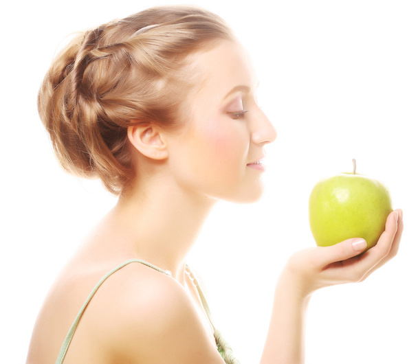 Woman holding green apple - Foto, Imagem