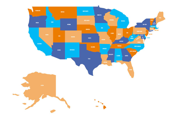 Mapa de Estados Unidos. Mapa vectorial de USA, Estados Unidos de América
 - Vector, Imagen