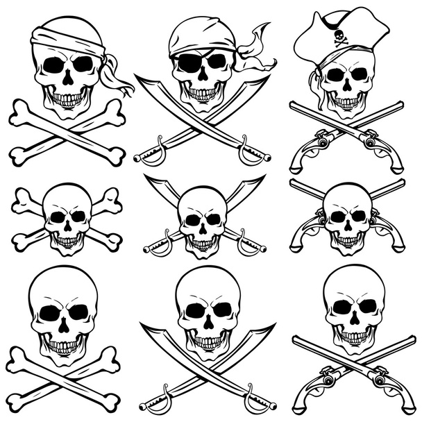 Conjunto vetorial de crânios de piratas
 - Vetor, Imagem