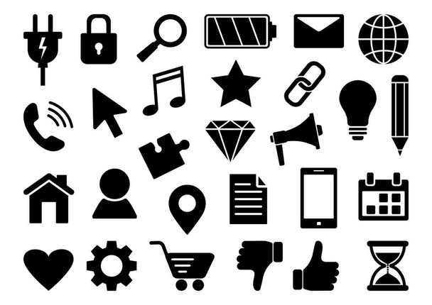Black set of business web icons isolated on white background. Vector illustration - Vektor, Bild