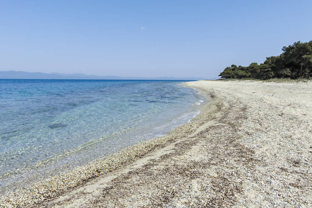 Kassandra Yarımadası'ndaki Lagün Plajı, Chalkidiki, Yunanistan - Fotoğraf, Görsel