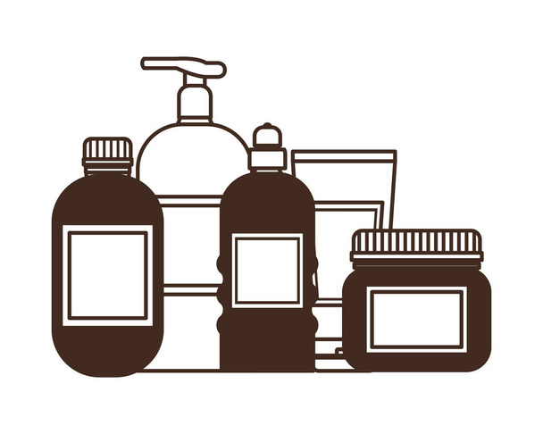 silhouette of pet grooming containers on white background - Vector, Image