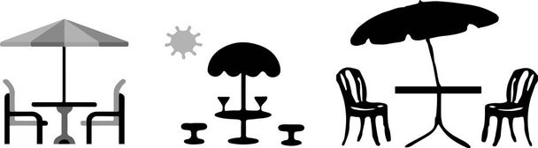 Vektortisch mit Regenschirm isoliert auf weißem Hintergrund - Vektor, Bild