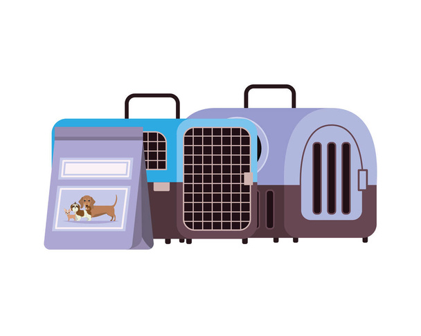 caja de transporte de mascotas y bolsa de alimentos para mascotas
 - Vector, imagen