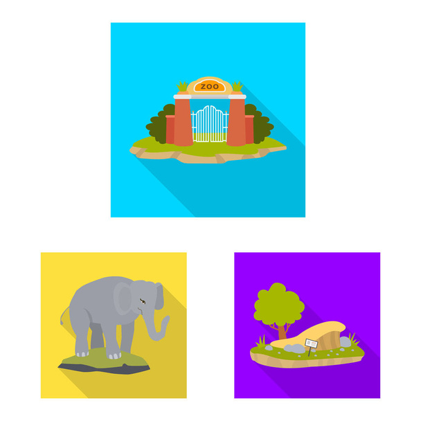 Vector design of safari and animal logo. Set of safari and fun stock symbol for web. - Vetor, Imagem