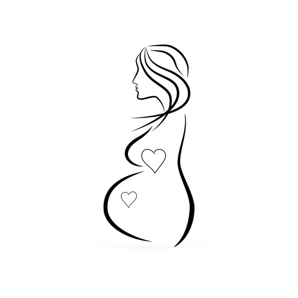 Έγκυος γυναίκα. Απεικόνιση διανύσματος. Το εικονίδιο της εγκυμοσύνης. Το είδωλο της μητέρας. Πρότυπο λογότυπου. Ημέρα της μητέρας. - Διάνυσμα, εικόνα