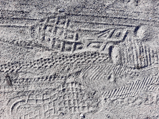 empreinte humaine, chemin, sable gris
 - Photo, image