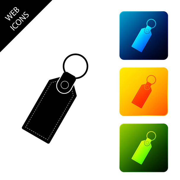 Rectangular key chain with ring for key icon isolated. Set icons colorful square buttons. Vector Illustration - Vector, Image