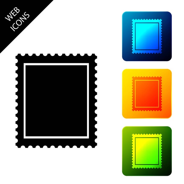 Ikona poštovního razítka je izolovaná. Nastavení ikon barevných čtvercových tlačítek. Vektorová ilustrace - Vektor, obrázek