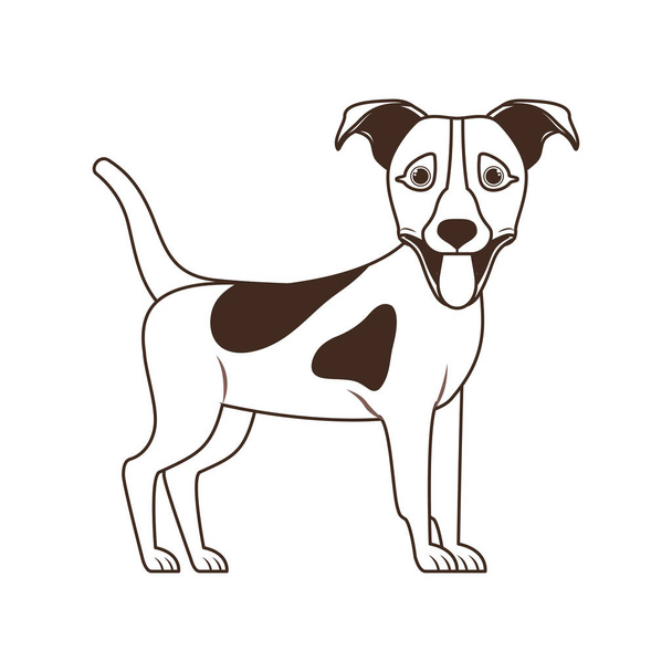 sziluettje aranyos Jack Russell terrier kutya, fehér alapon - Vektor, kép
